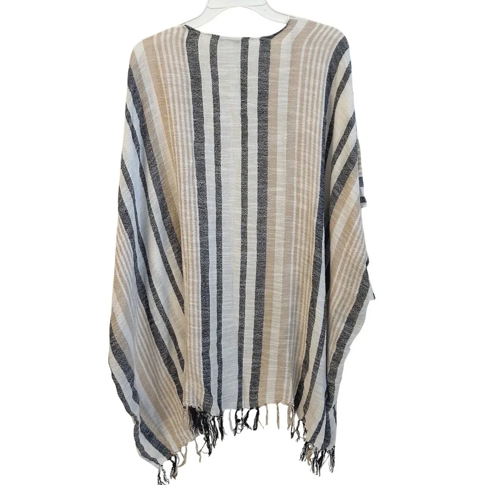 American Eagle Outfitters Striped Fringed Kimono Cardigan‎ Shawl OS